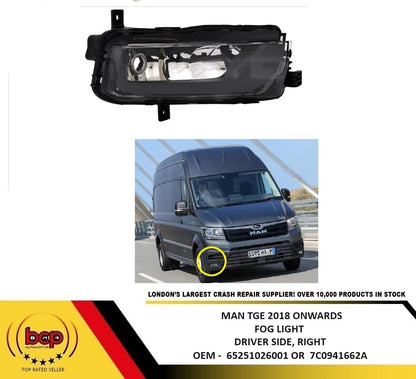 MAN TGE 2018 ON FRONT FOG LIGHT LAMP STOP LAMP RIGHT DRIVERS OFFSIDE
