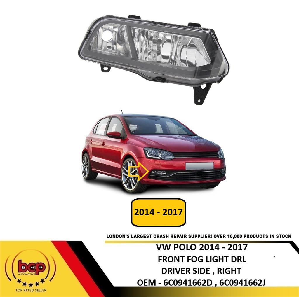 VW POLO HATCH 2014 – 2017 FRONT FOG LIGHT DRL 1 BULB ON OUTSIDE DRIVER RIGHT
