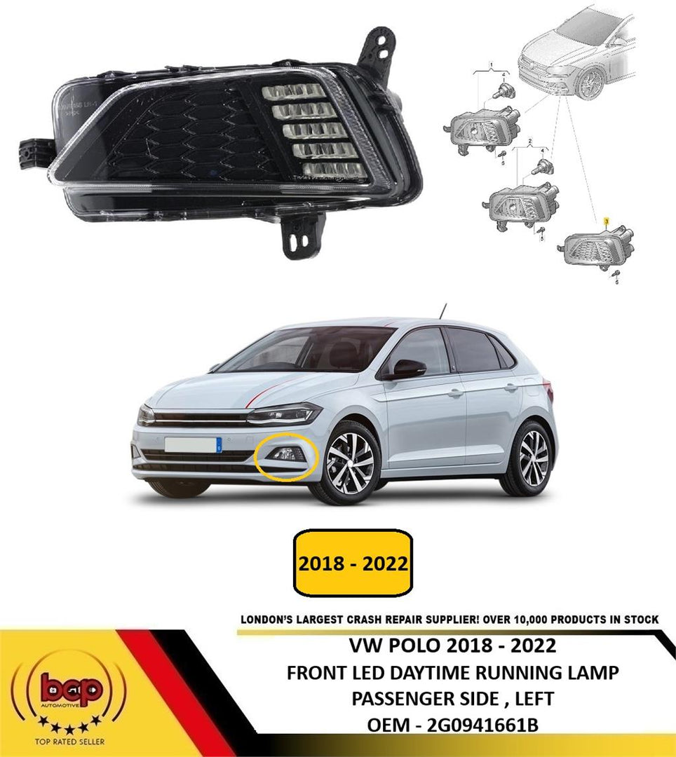 VW POLO 2018 - 2022 FRONT FOG LIGHT WITH LED DRL PASSENGER SIDE LEFT 2G0941661B
