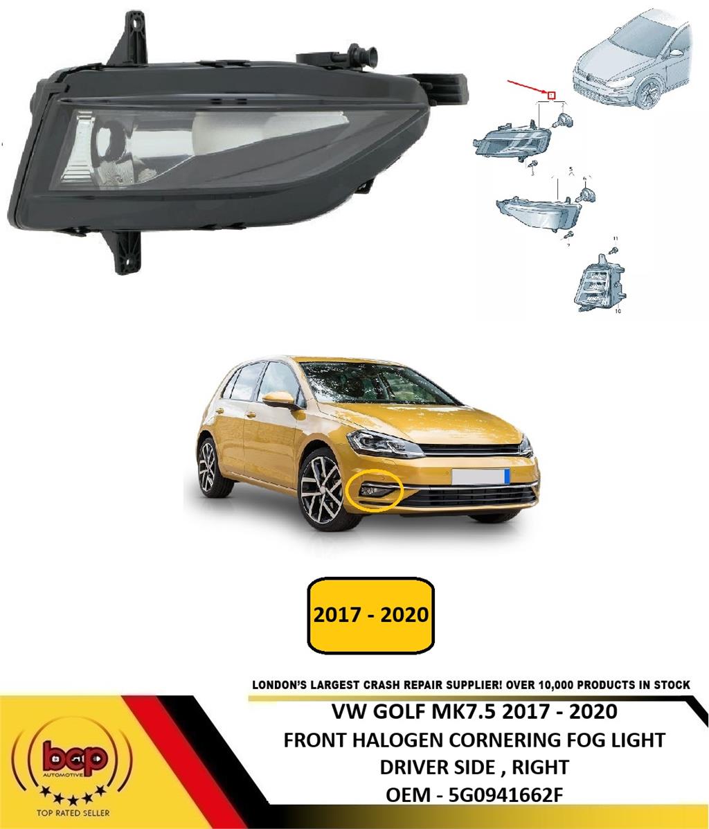 VW GOLF MK7.5 2017 - 2020 FRONT HALOGEN CORNERING FOG LIGHT DRIVER SIDE RIGHT