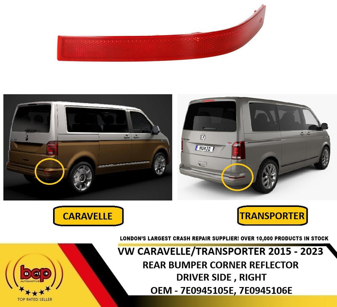VW TRANSPORTER 2015 – 2023 REAR BUMPER CORNERING REFLECTOR DRIVER SIDE RIGHT