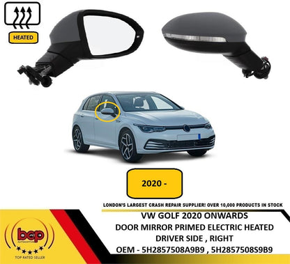 VW GOLF MK8 2020 - 2025 DOOR MIRROR ELECTRIC HEATED INDICATOR DRIVERS SIDE RIGHT