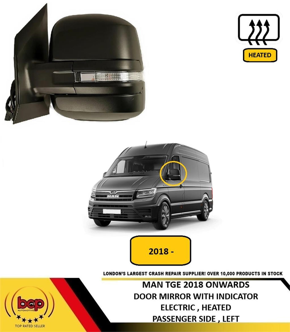 MAN TGE 2018 ON DOOR WING MIRROR ELECTRIC HEATED PASSENGERS LEFT WITH INDICATOR