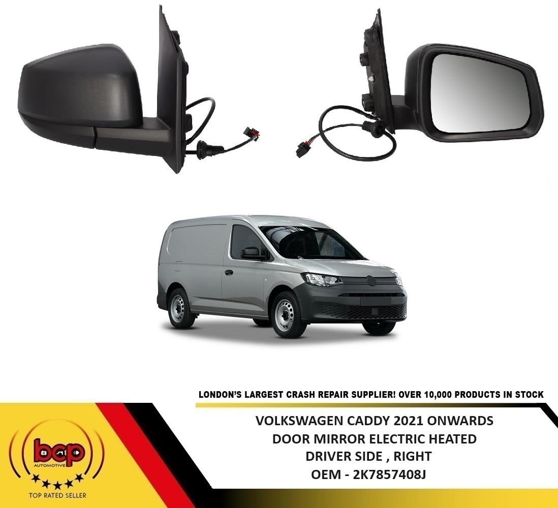 VW CADDY 2021 ON DOOR WING MIRROR ELECTRIC HEATED NO POWERFOLD BLACK DRIVER SIDE
