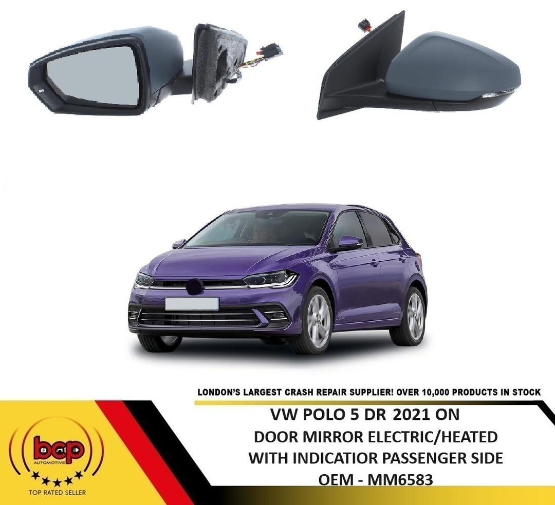VW POLO  2021 ON DOOR MIRROR ELECTRIC HEATED WITH INDICATOR PASSENGERS