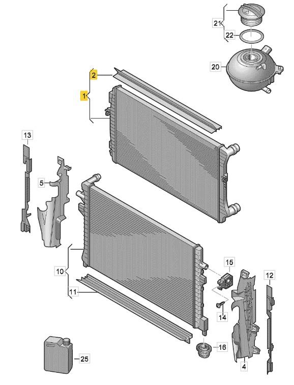 SKODA KAROQ 2017 - 2022 COOLANT WATER RADIATOR NEW 5Q0121251EM 5Q0121251EQ