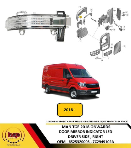 MAN TGE 2018 ON DOOR MIRROR INDICATOR CLEAR LED DRIVER SIDE RIGHT NEW 7C2949102A