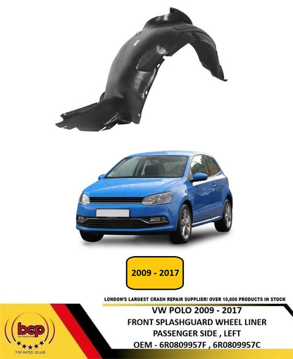 VW POLO 2009 - 2017 FRONT WING SPLASH GUARD INNER ARCH LEFT PASSENGER SIDE NEW