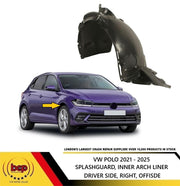 VW POLO 2021 - 2025  SPLASHGUARD WHEEL ARCH INNER LINER TIRM DRIVERS SIDE