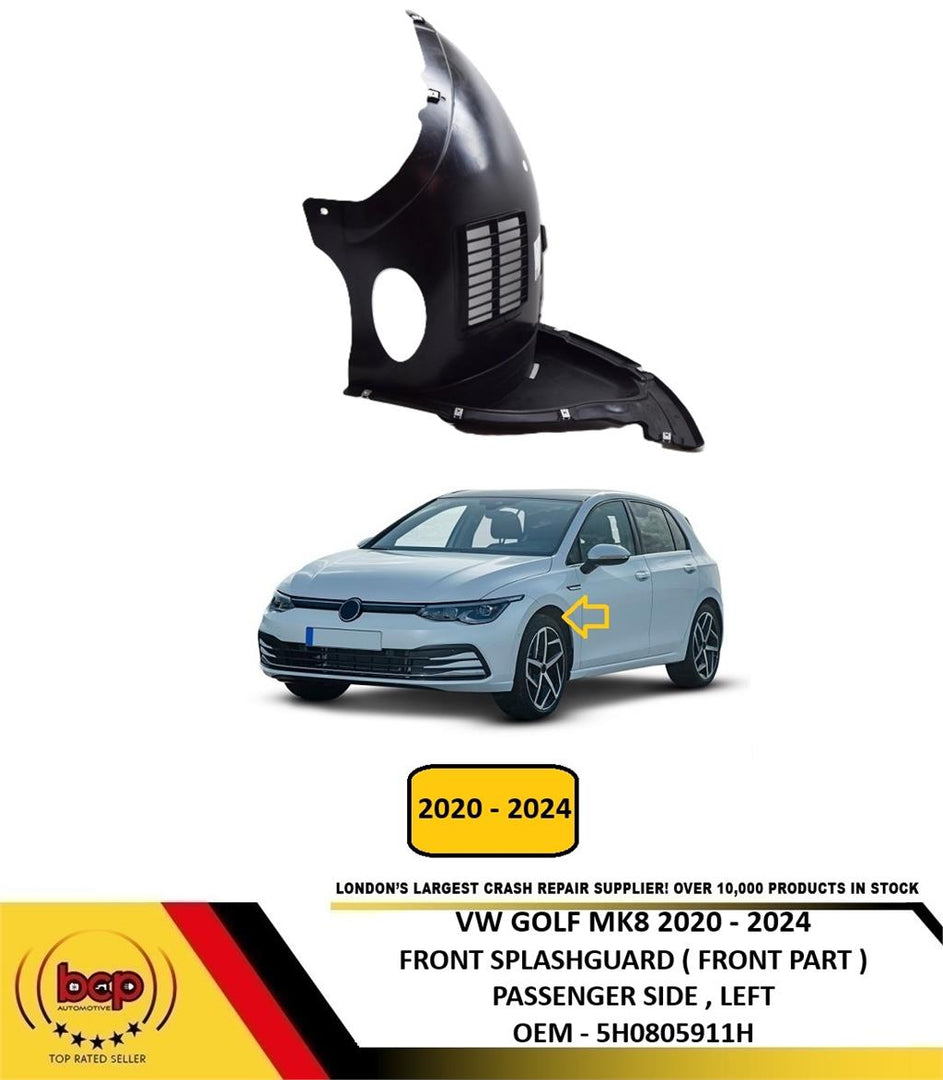 VW GOLF MK8 2020 – 2024 FRONT WING SPASHGUARD FRONT PART SECTION PASSENGER LEFT