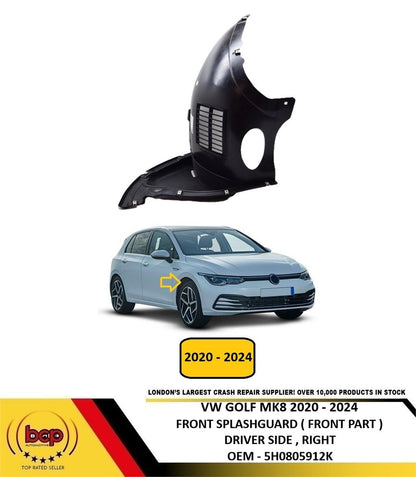 VW GOLF MK8 2020 – 2024 FRONT WING SPASHGUARD FRONT PART SECTION DRIVER RIGHT