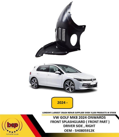 VW GOLF MK8 2024 ONWARDS FRONT WING SPASHGUARD FRONT PART SECTION DRIVER RIGHT
