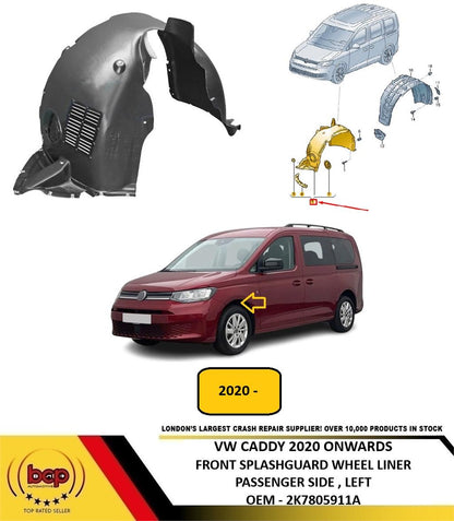 VW CADDY 2020 ONWARDS FRONT SPLASHGUARD WHEEL LINER PASSENGER LEFT 2K7805911A