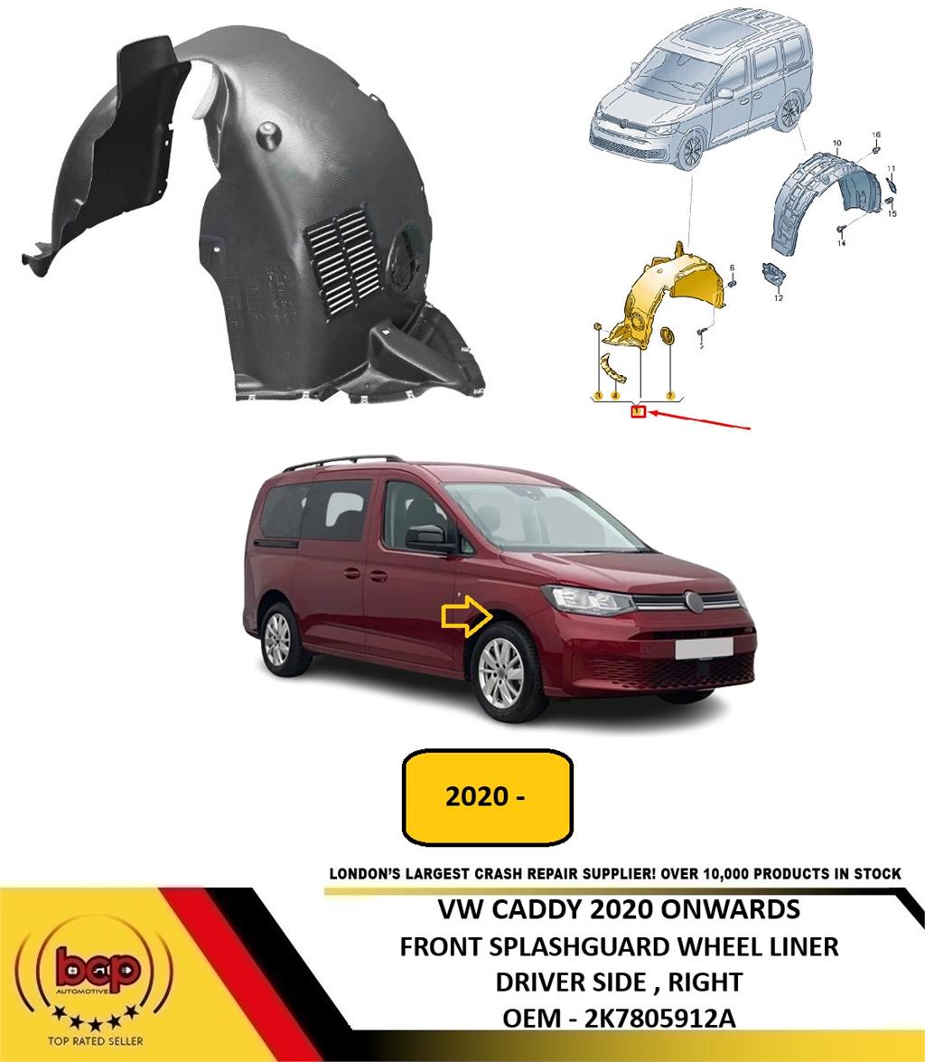 VW CADDY 2020 ONWARDS FRONT SPLASHGUARD WHEEL LINER DRIVER SIDE RIGHT 2K7805912A