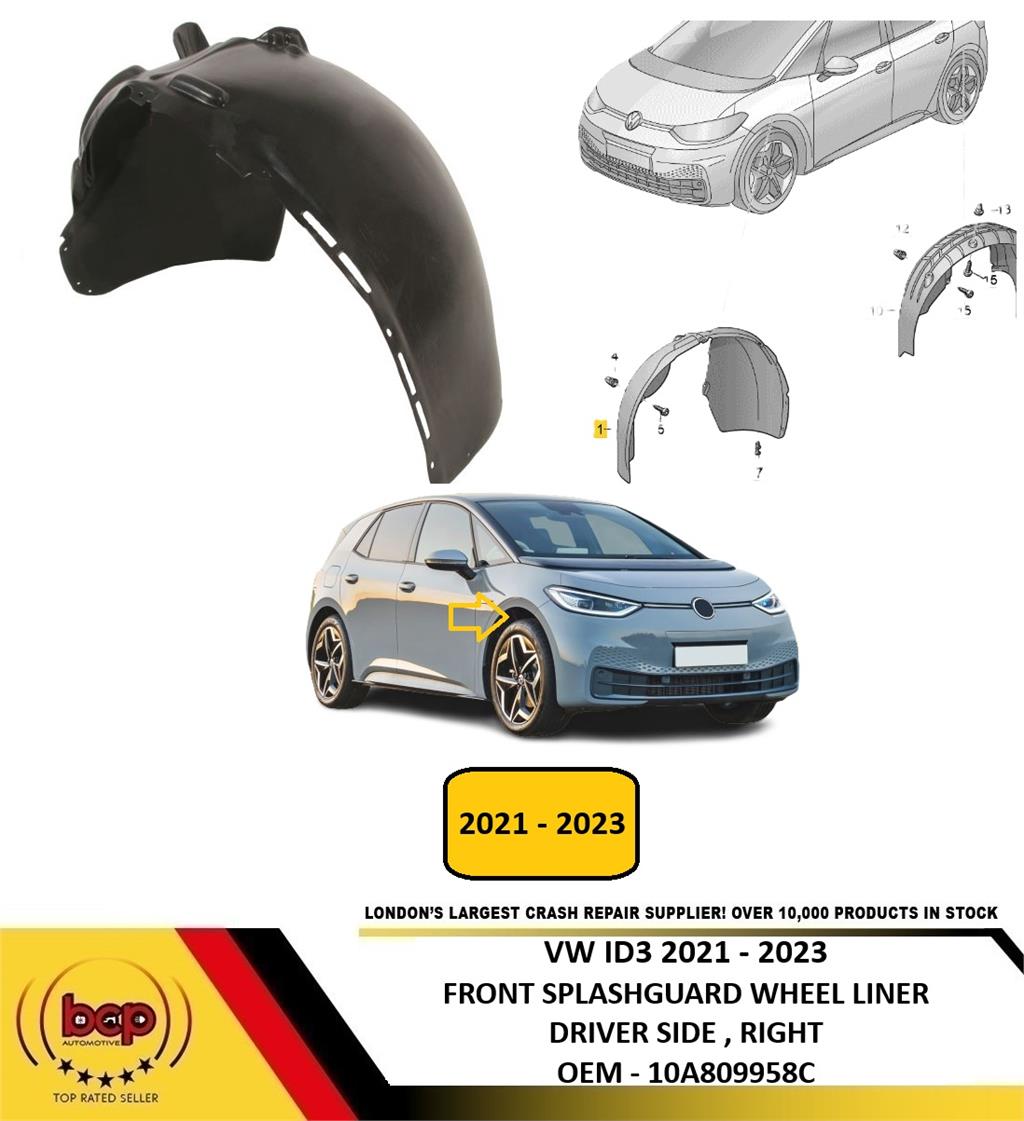 VW ID3 2021 - 2023 FRONT SPLASHGUARD WHEEL LINER DRIVER SIDE RIGHT 10A809958C