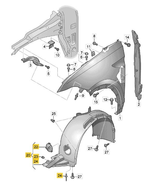 VW T- CROSS 2024 ONWARDS FRONT SPLASHGUARD WHEEL LINERDRIVER RIGHT 2GM805912A