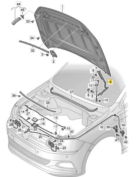 VW POLO 2022 ON BONNET HOOD HINGE DRIVER SIDE RIGHT 2G0823302D 2G0823302G