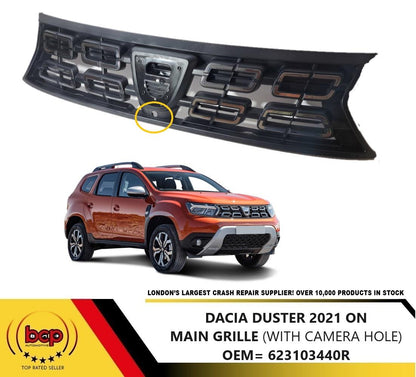 DACIA DUSTER 2021 ONWARDS FRONT MAIN GRILLE WITH CAMERA HOLE 623103440R