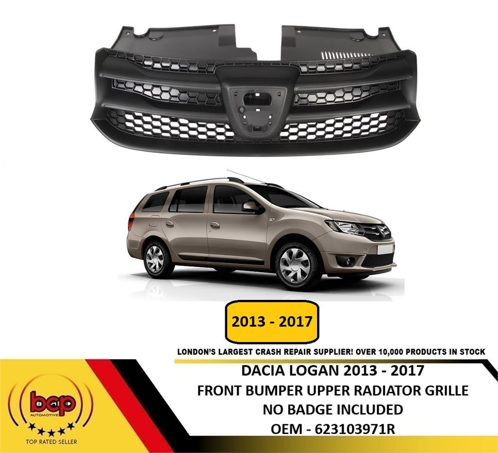 DACIA LOGAN 2013 – 2017 FRONT RADIATOR GRILLE UPPER NO BADGE BLACK 623103971R