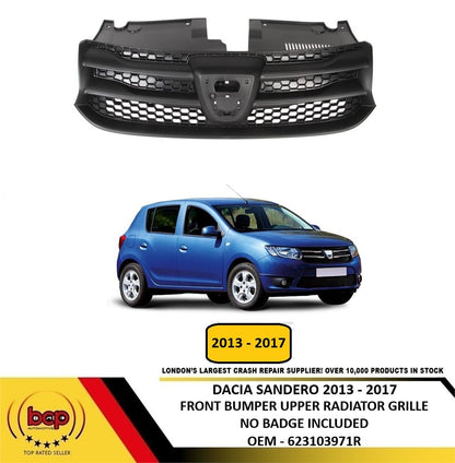 DACIA SANDERO 2013 – 2017 FRONT BUMPER UPPER CENTRE RADIATOR GRILLE BLACK