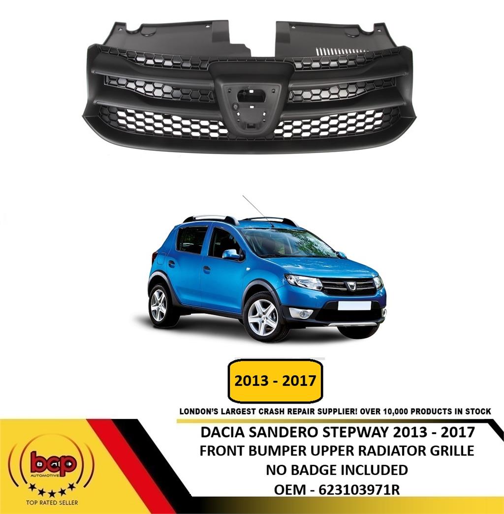 DACIA SANDERO STEPWAY 2013–2017 FRONT BUMPER UPPER CENTRE RADIATOR GRILLE BLACK