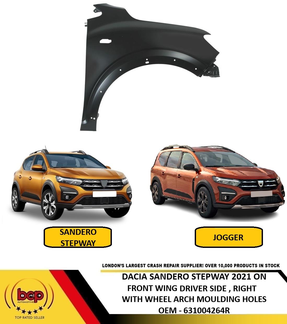 DACIA SANDERO STEPWAY 2021 ON FRONT WING FENDER PRIMED DRIVER SIDE RIGHT NEW