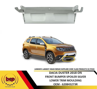 DACIA DUSTER 2018 ON FRONT BUMPER SPOILER SILVER LOWER TRIM 620843273R