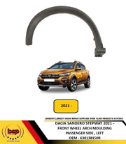 DACIA SANDERO STEPWAY 2021 ON FRONT WING WHEELARCH MOULDING BLACK PASSENGER LEFT