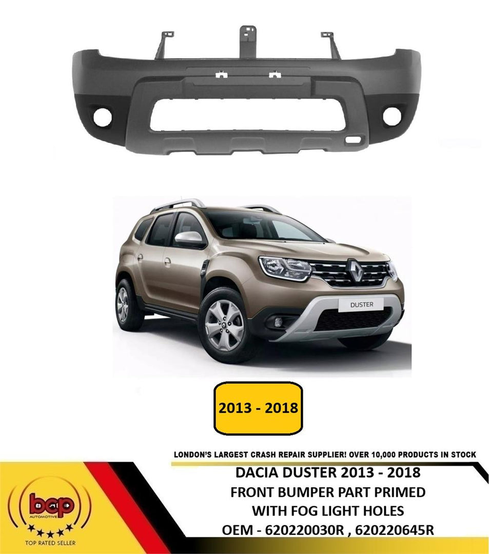 DACIA DUSTER 2013 - 2018 FRONT BUMPER PART PRIMED WITH FOG LIGHT HOLE 620220030R