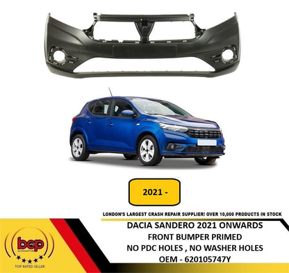 DACIA SANDERO 2021 ON FRONT BUMPER PRIMED NO PARKING SENSOR NO WASH HOLES