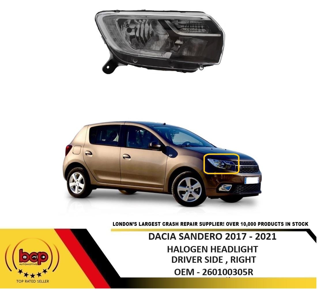 DACIA SANDERO 2017 – 2021 HALOGEN HEADLIGHT DRIVER SIDE RIGHT 260100305R