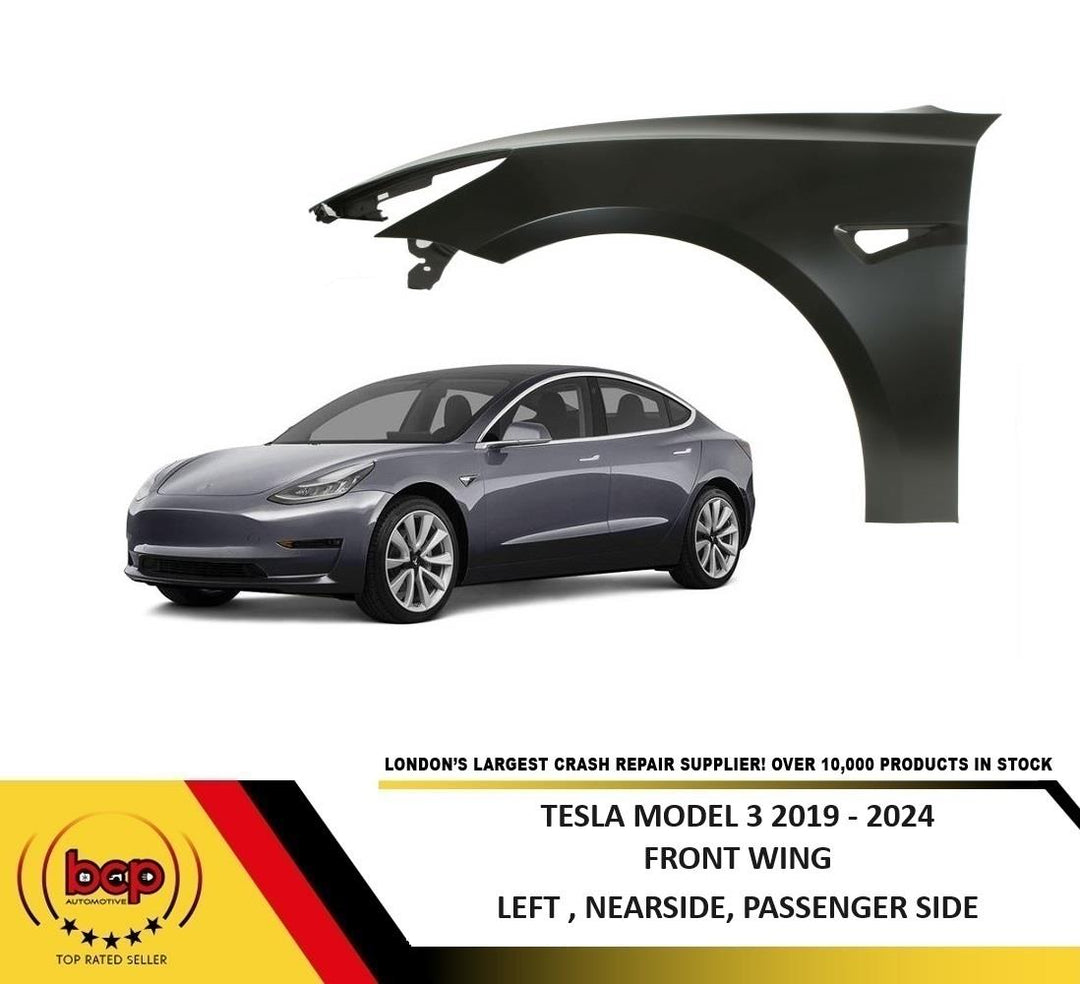 TESLA MODEL 3 2019 - 2024 FRONT WING PASSENGERS SIDE FENDER PANEL LEFT PRIMED