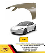 Load image into Gallery viewer, TESLA MODEL 3 2024 ON FRONT WING PRIMED STEEL PASSENGER SIDE LEFT NEW 1714884ECD