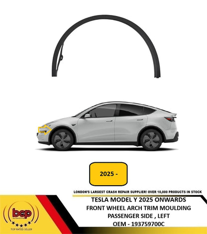 TESLA MODEL Y 2025 ON FRONT WHEEL ARCH TRIM OUTER MOULDING BLACK PASSENGER LEFT