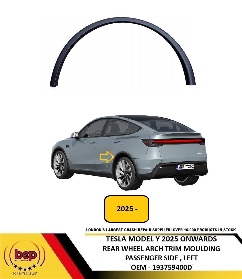 TESLA MODEL Y 2025 ON REAR WHEEL ARCH TRIM OUTER MOULDING BLACK PASSENGER LEFT
