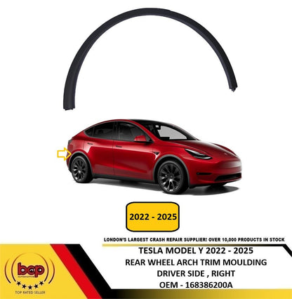 TESLA MODEL Y 2022 - 2025 REAR WHEELARCH TRIM MOULDING DRIVER RIGHT 168386200A