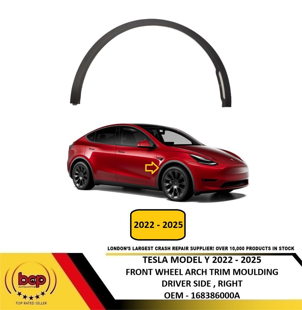 TESLA MODEL Y 2022-2025 FRONT WHEEL ARCH TRIM MOULDING DRIVER RIGHT 168386000A