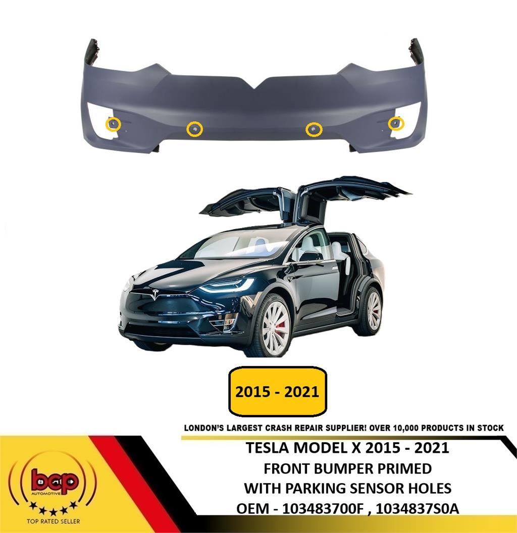 TESLA MODEL X 2015 – 2021 FRONT BUMPER PRIMED WITH PARKING SENSOR HOLES NEW