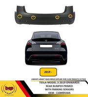 TESLA MODEL 3 2019 ONWARDS REAR BUMPER WITH 6 PARKING SENSOR HOLES