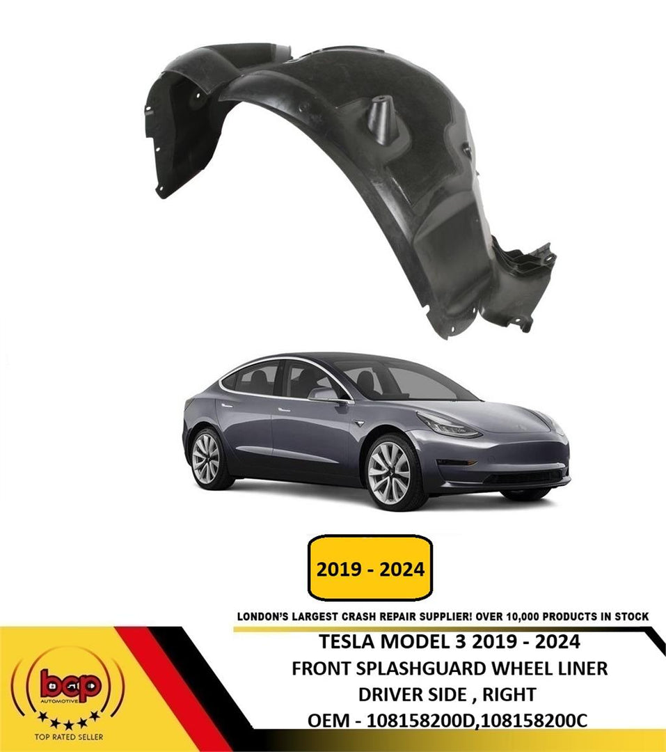 TESLA MODEL 3 2019 - 2024 FRONT SPLASHGUARD WHEEL HOUSE LINER DRIVER RIGHT NEW