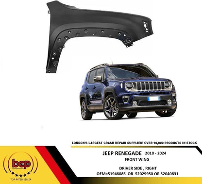 JEEP RENEGADE 2018 ONWARDS FRONT WING DRIVER SIDE FENDER PANEL RIGHT PRIMED