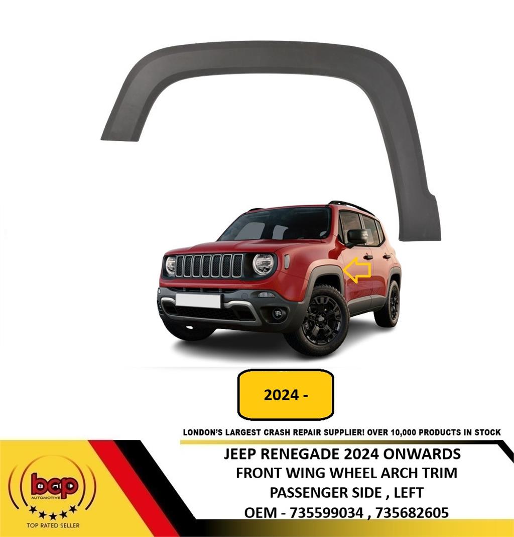 JEEP RENEGADE 2024 ON FRONT WING WHEEL ARCH MOULDING TRIM PASSENGER SIDE LEFT
