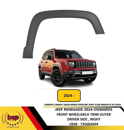 JEEP RENEGADE 2024 ONWARDS FRONT WING WHEEL ARCH MOULDING TRIM DRIVER RIGHT NEW