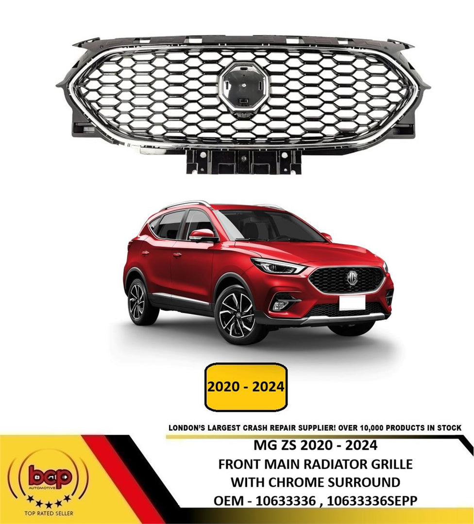 MG ZS 2020 - 2024 FRONT BUMPER RADIATOR GRILLE WITH CHROME SURROUND NEW 10633336