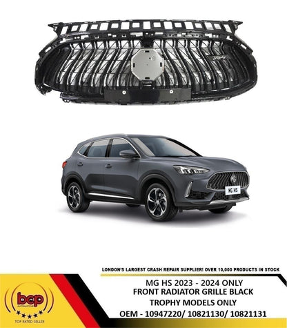 MG HS 2023 ON FRONT RADIATOR GRILLE BLACK TROPHY MODELS ONLY WITH CAMERA HOLE
