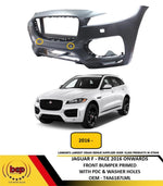 Load image into Gallery viewer, JAGUAR F PACE 2016 ONWARDS FRONT BUMPER PRIMED WITH PDC AND WASHER HOLES

