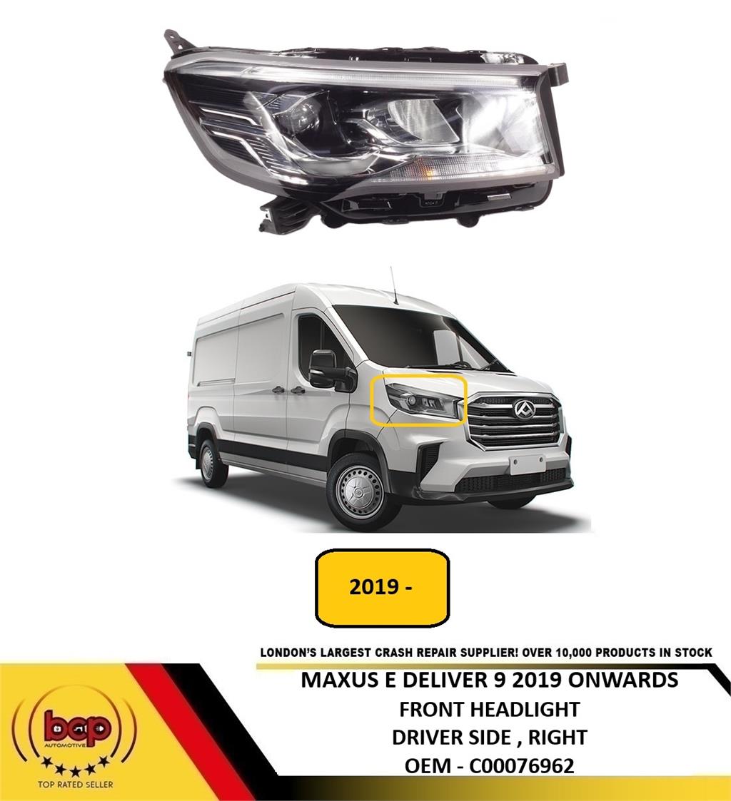 MAXUS E DELIVER 9 2019 ON FRONT HEADLIGHT DRIVER SIDE RIGHT NEW C00076962