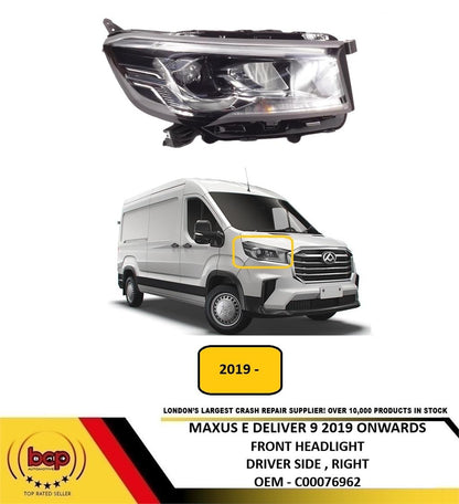 MAXUS E DELIVER 9 2019 ON FRONT HEADLIGHT DRIVER SIDE RIGHT NEW C00076962