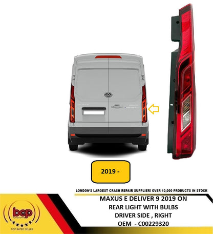 MAXUS E DELIVER 9 2019 ON REAR LIGHT WITH BULBS DRIVER SIDE RIGHT C00229320