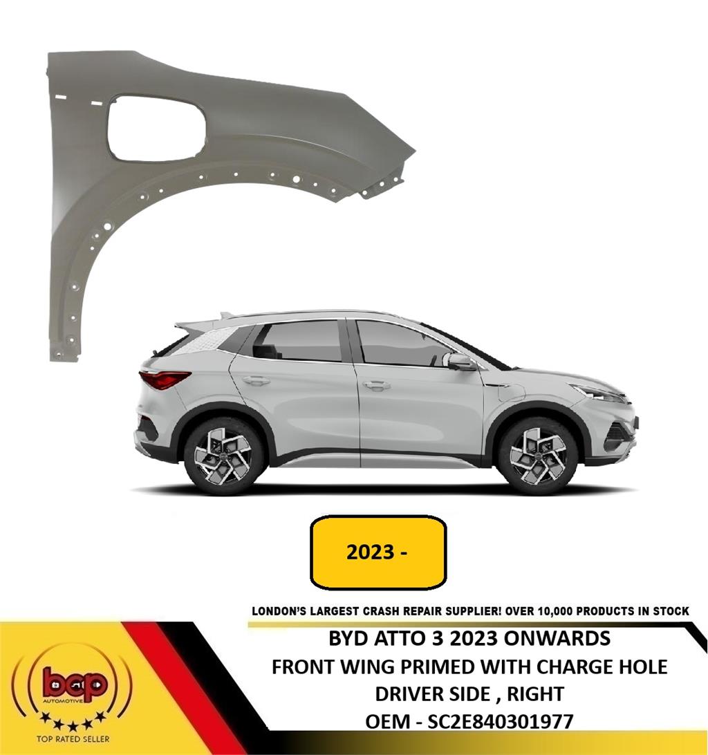 BYD ATTO 3 FRONT WING FENDER PANEL DRIVER SIDE RIGHT WITH CHARGE HOLES